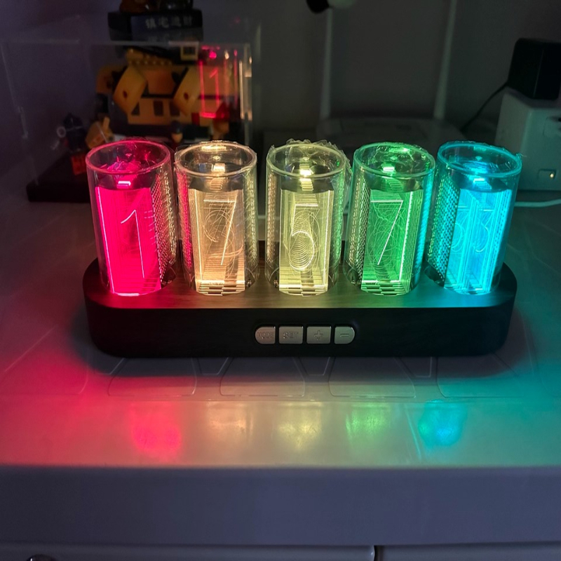 Office Tech Setup - LED Nixie Tube Clock RGB Gaming
