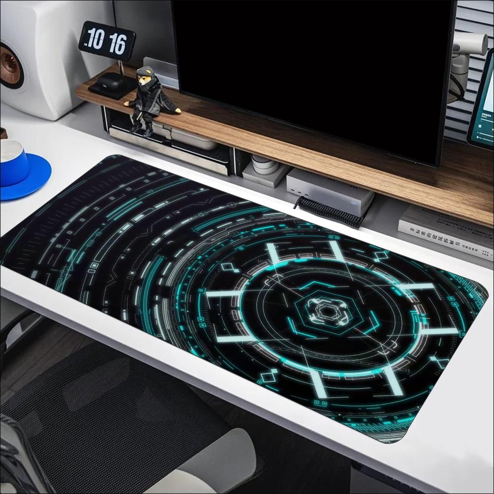 Office Tech Setup - Blue Cyan Tech Circuit Circle Large