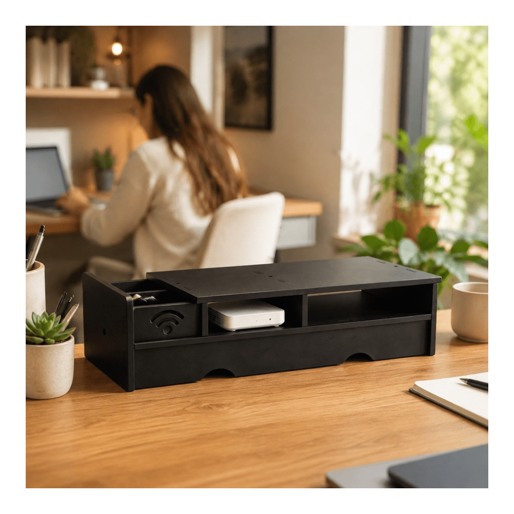 Black Matte WiFi Router Storag - Office Tech Setup ulasan dan harga