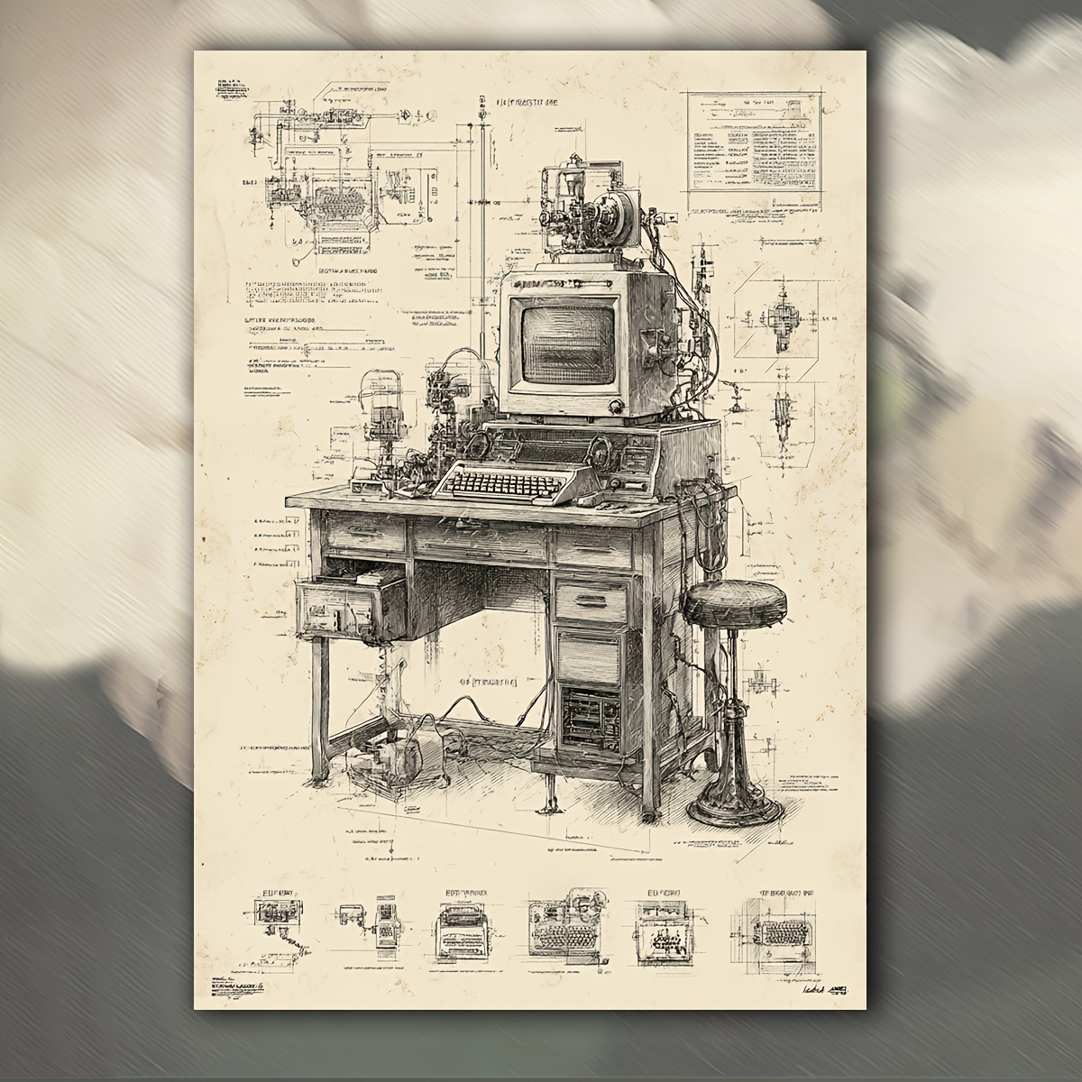 CIFBUY Vintage Computer Invent - Tech Office Wall Art ulasan dan harga