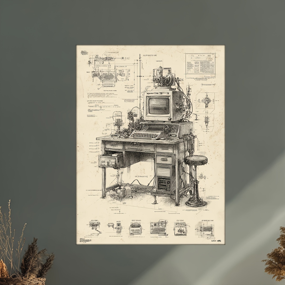 CIFBUY Vintage Computer Invent - Tech Office Wall Art ulasan dan harga