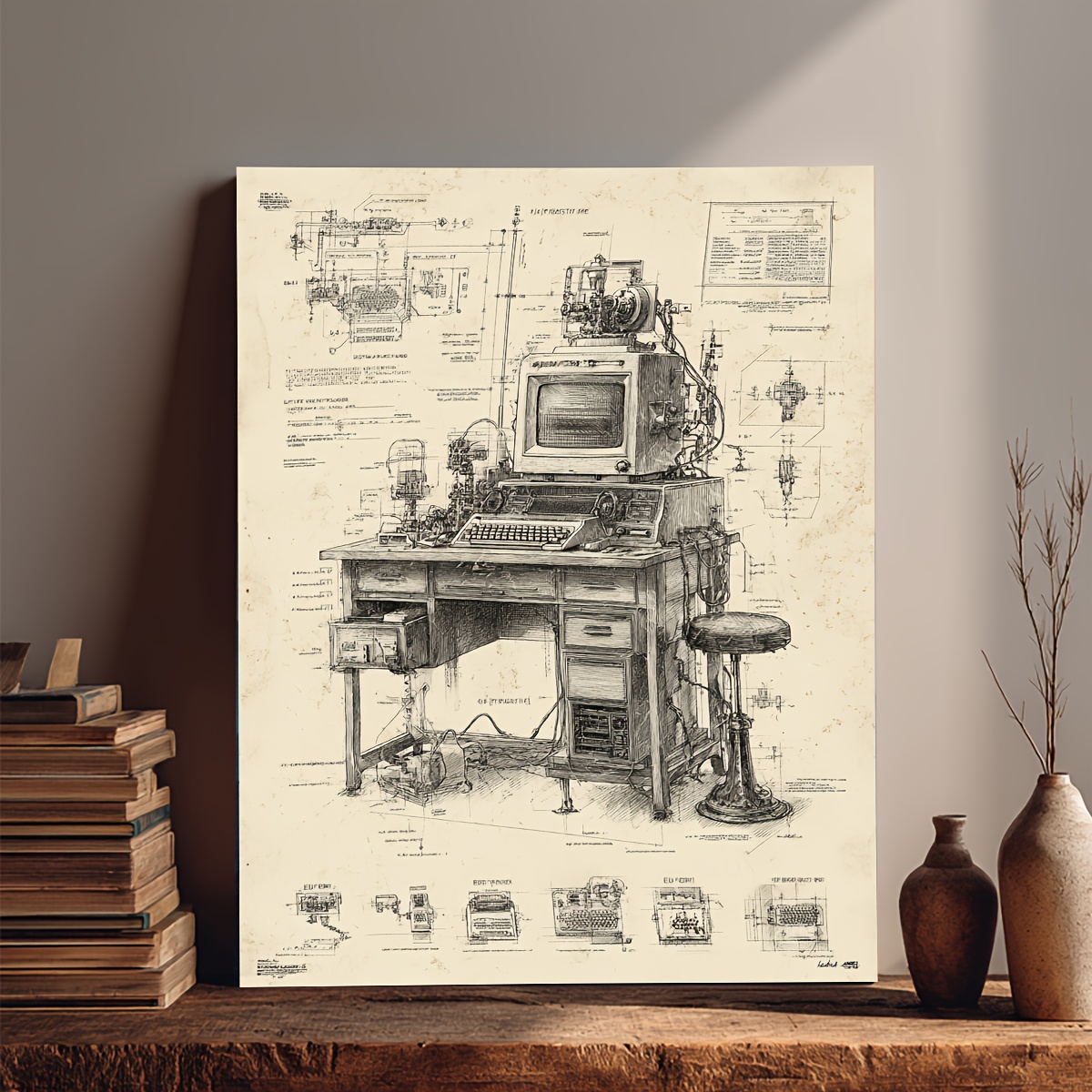 CIFBUY Vintage Computer Invent - Tech Office Wall Art ulasan dan harga