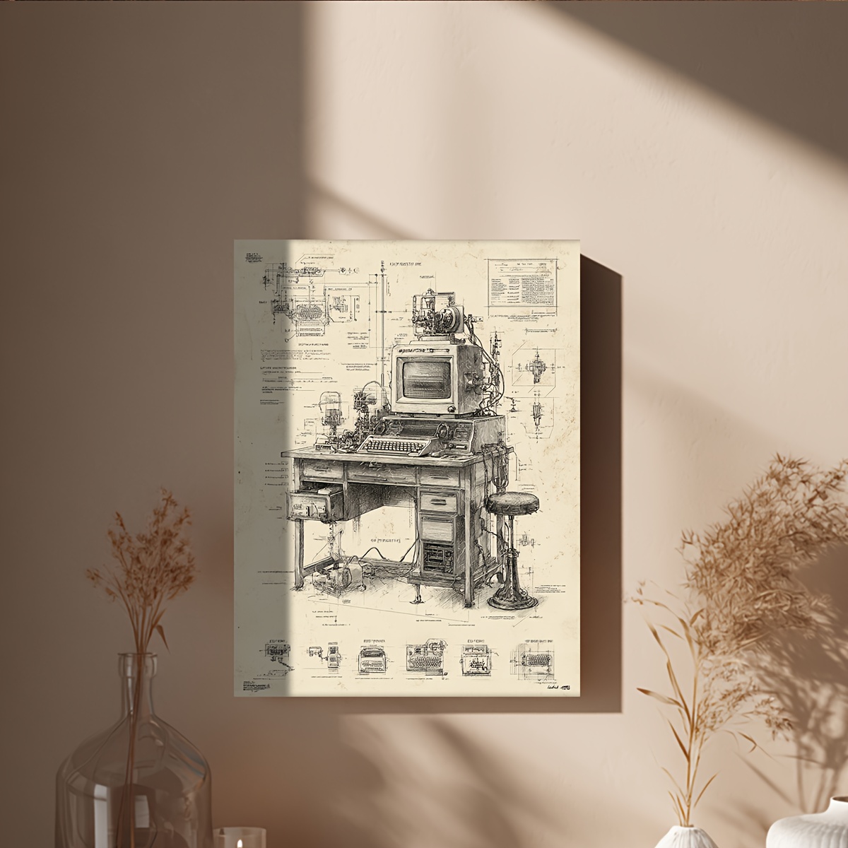 CIFBUY Vintage Computer Invent - Tech Office Wall Art ulasan dan harga