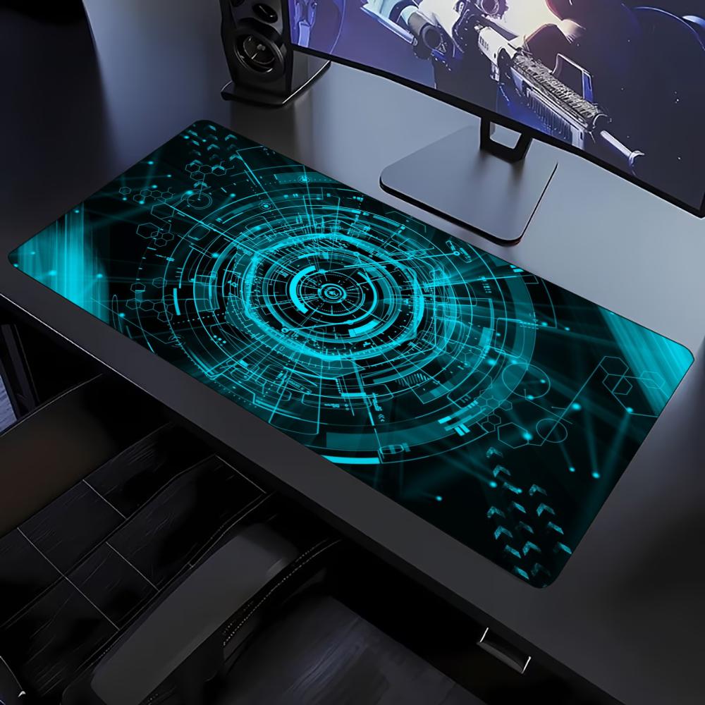 Blue Cyan Tech Circuit Circle  - Office Tech Setup ulasan dan harga