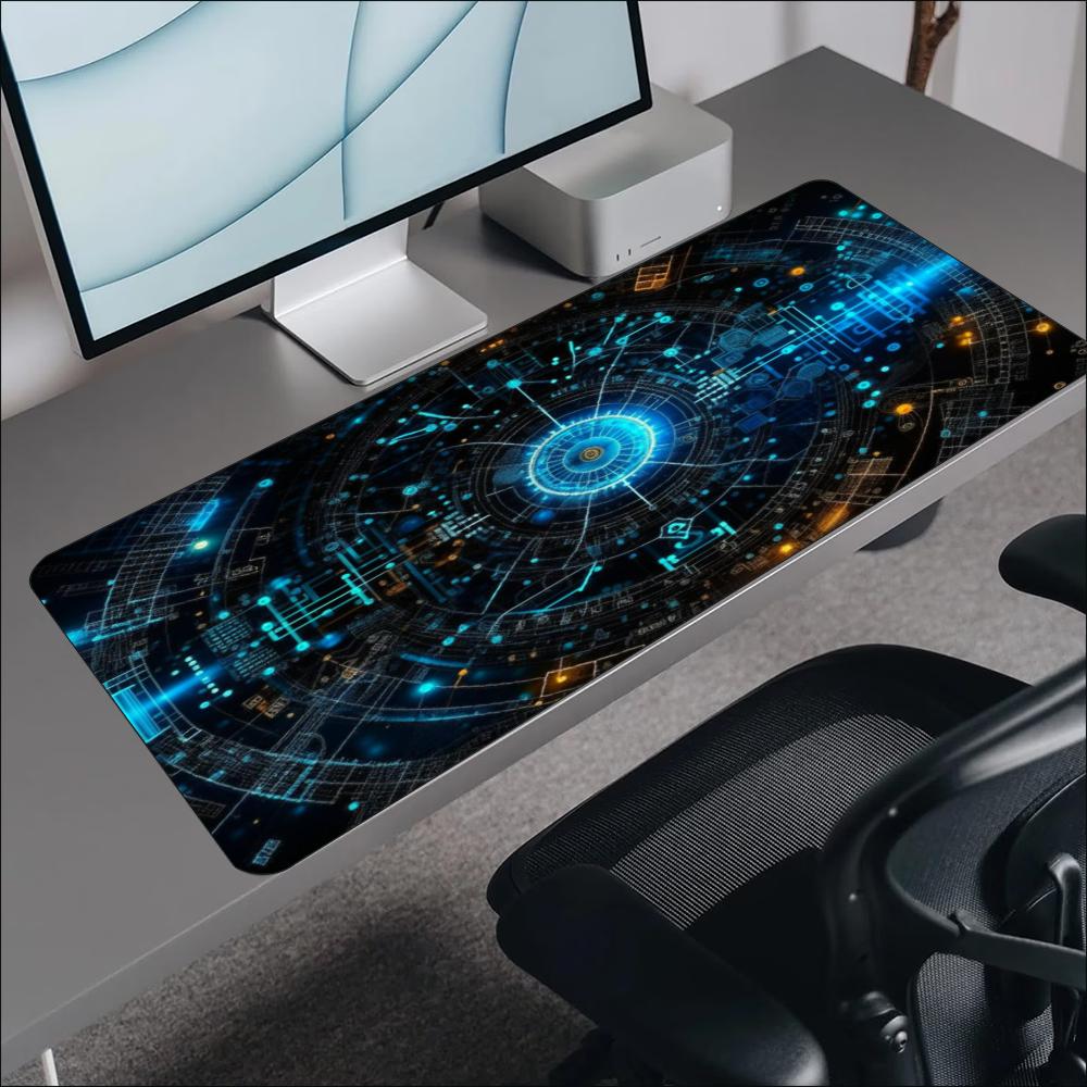 Blue Cyan Tech Circuit Circle  - Office Tech Setup ulasan dan harga